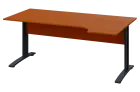 CRK 28 - 166 stůl kancelářský, rohový, pravý, kovová podnož černá, deska 25 mm, široký 1600 mm, třeš
